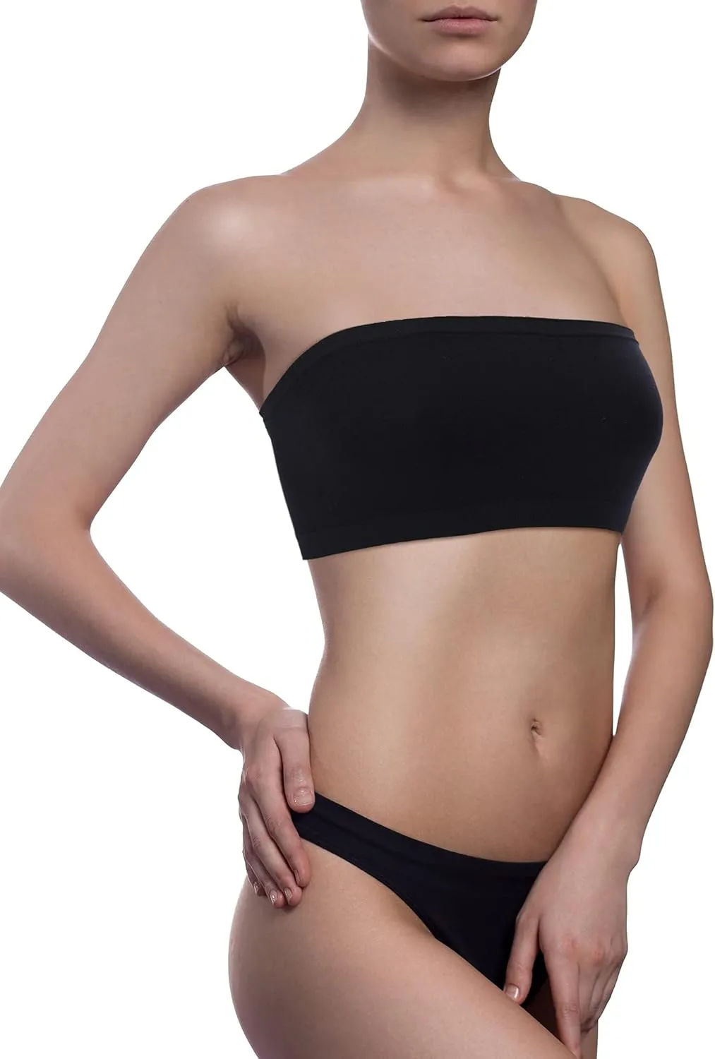 4 Pieces Women's Bandeau Bra Strapless Bralette Seamless Bandeau Non-Padded Stretch Top Bra