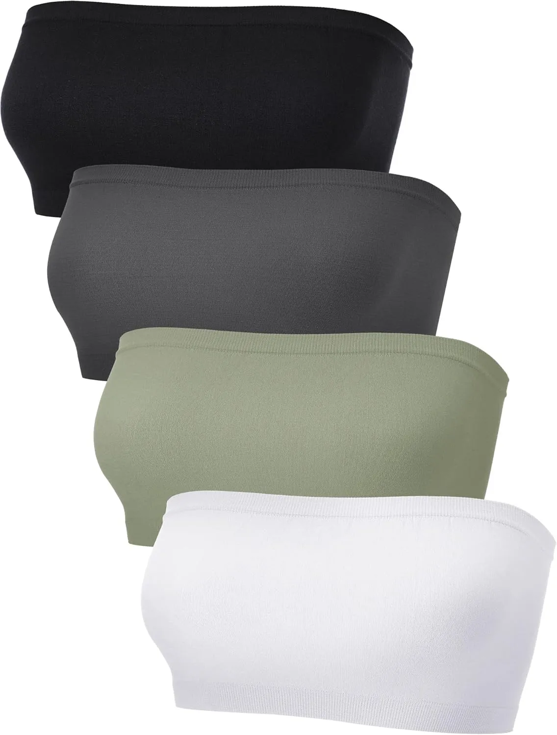 4 Pieces Women's Bandeau Bra Strapless Bralette Seamless Bandeau Non-Padded Stretch Top Bra