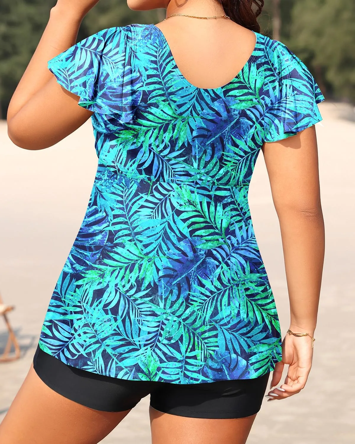 Aqua Eve Plus Size Tankini Swimsuits Bathing Suit - Women Two Piece with Shorts Tummy Control Swimwear