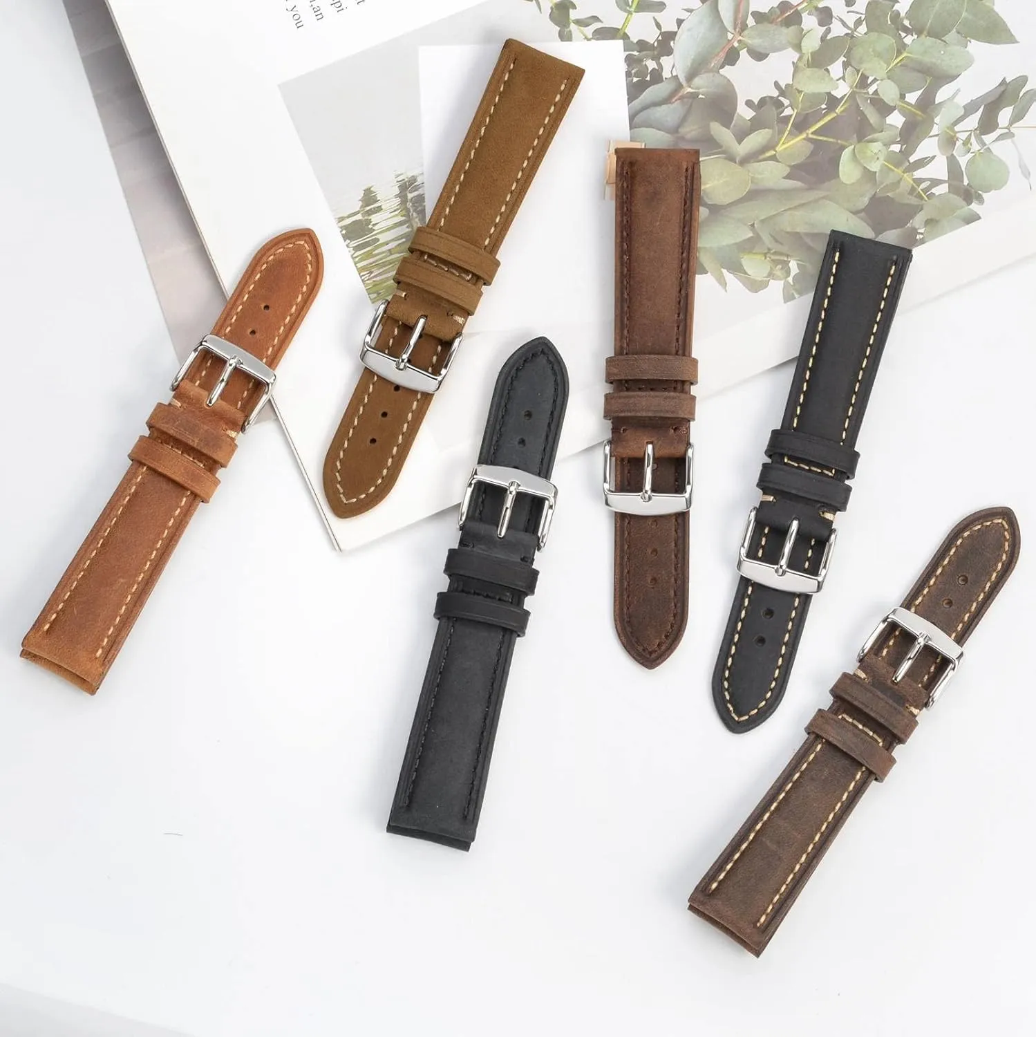 BISONSTRAP Watch Strap, Vintage Leather Replacement Bracelet, Band Width-14mm 15mm 16mm 17mm 18mm 19mm 20mm 21mm 22mm 23mm 24mm