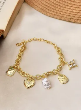 Bohemian Pearl Charm Bracelet