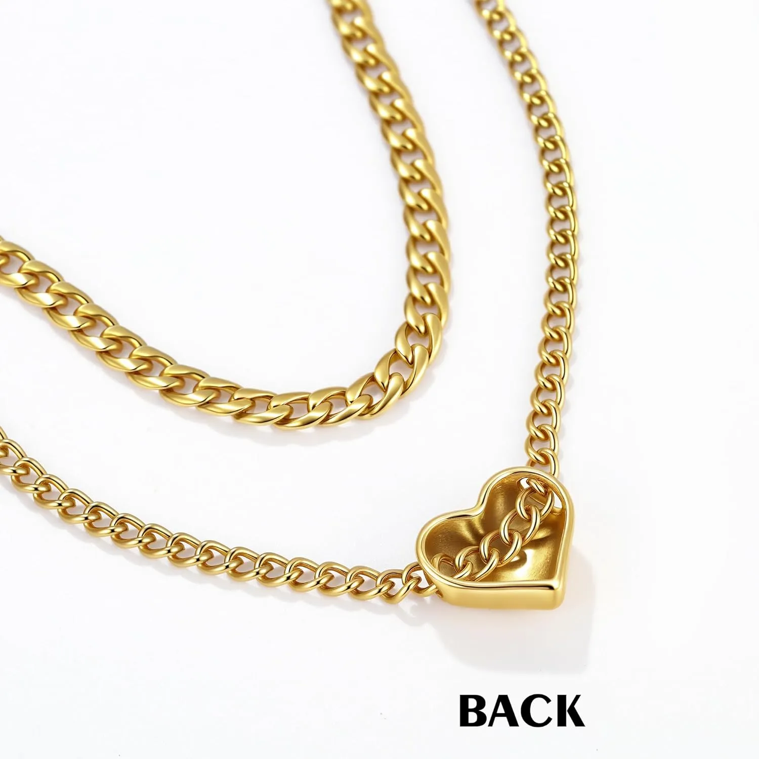 CONRAN KREMIX Waterproof Chunky Gold Necklace for Women Non Tarnish,Stainless Steel Stack Necklace,Paper Clip Rope Chain Gift for Women