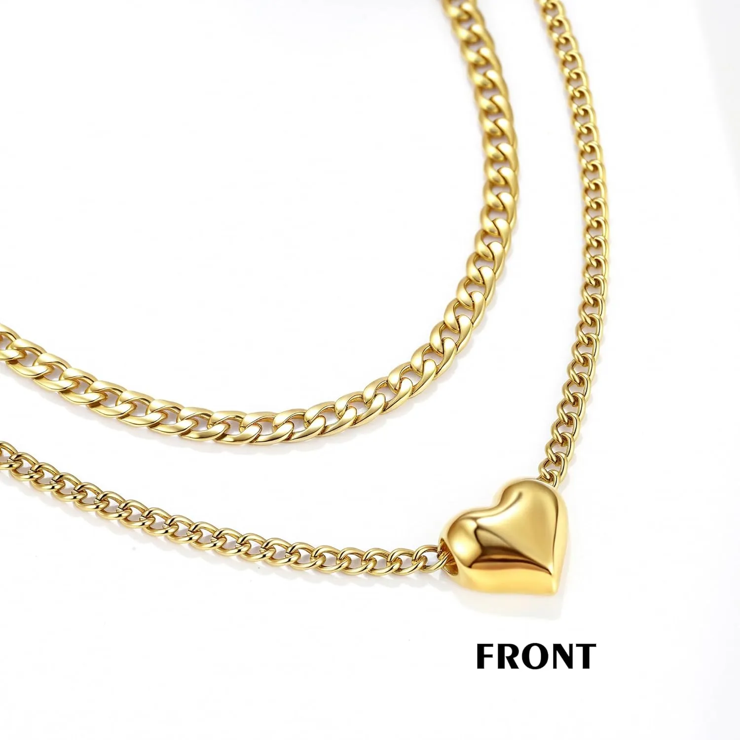 CONRAN KREMIX Waterproof Chunky Gold Necklace for Women Non Tarnish,Stainless Steel Stack Necklace,Paper Clip Rope Chain Gift for Women