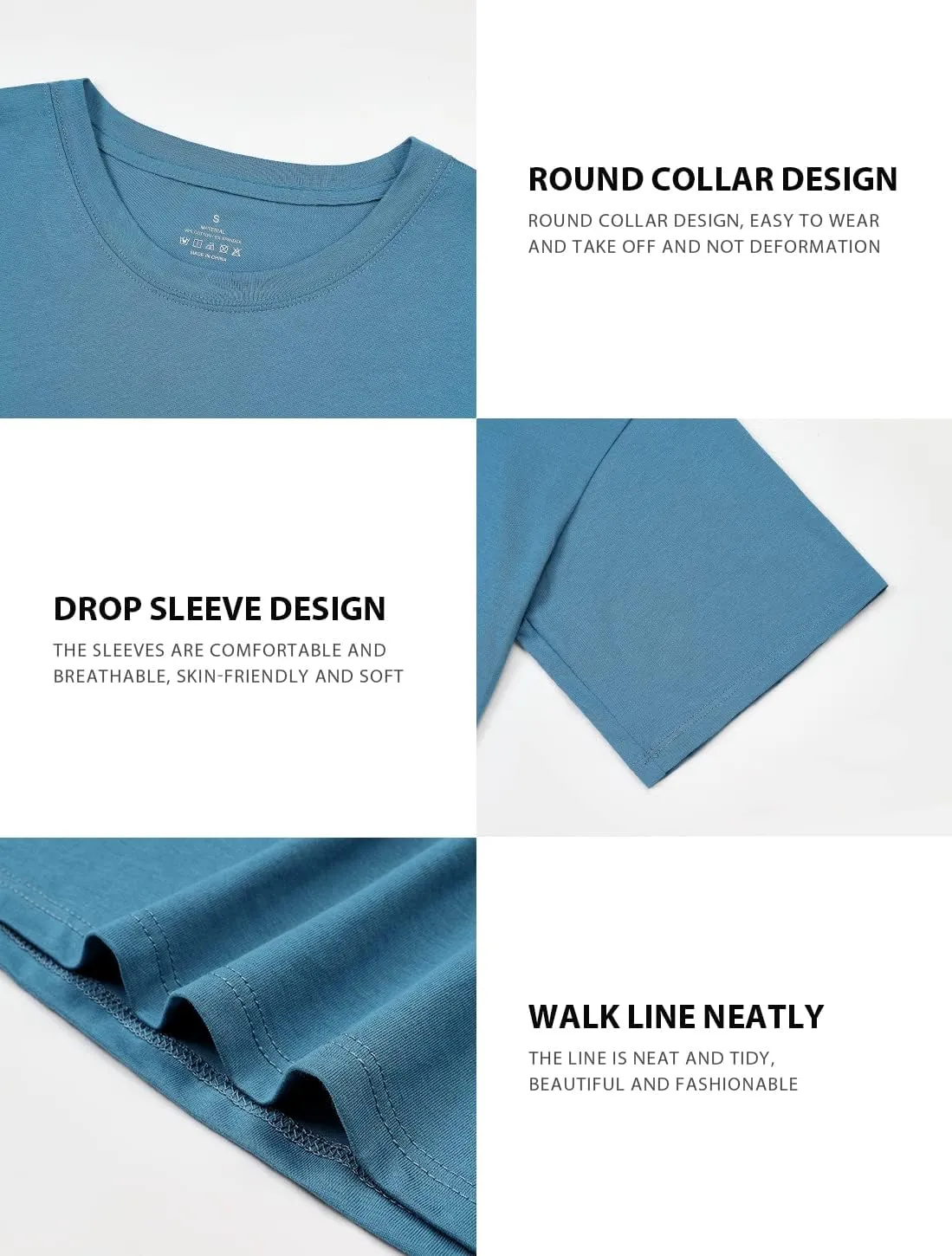 Cosy Pyro 4-Pack Women's Cotton Crop T-Shirts Short Sleeve Solid Cropped Athletic Top Round Neck Casual Workout Yoga Tees