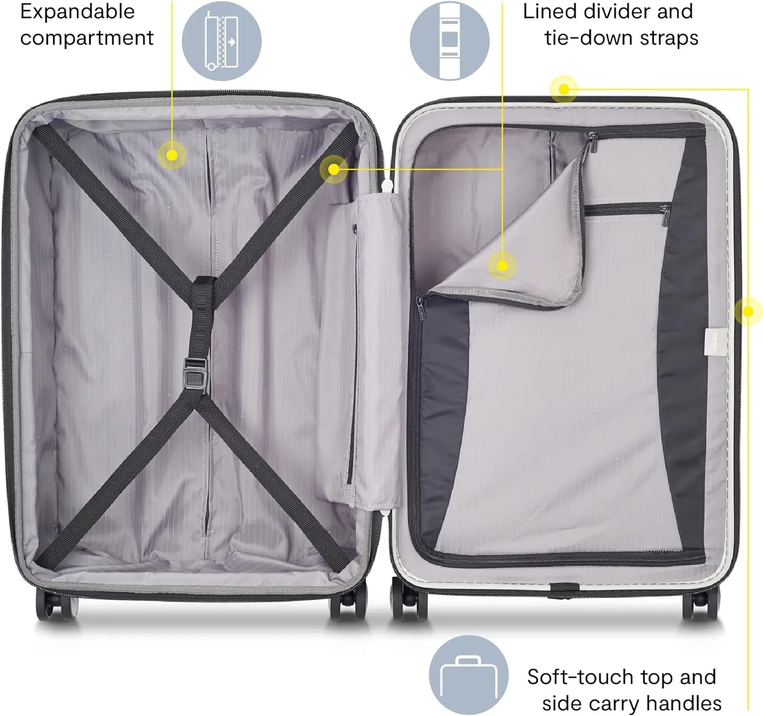 DELSEY PARIS Titanium Hardside Expandable Luggage with Spinner Wheels Checked Luggage, Silver, Checked-Medium 25 Inch