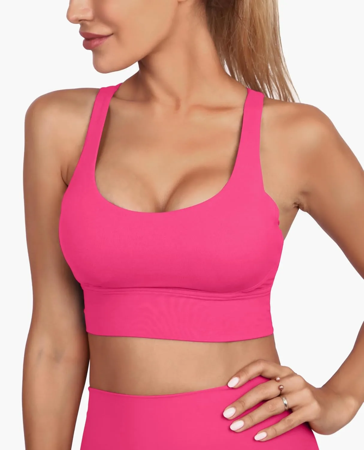 Grace Form Strappy Sports Bra for Women Padded Push Up Sport Bra Athletic Running Workout Bra Yoga Bra