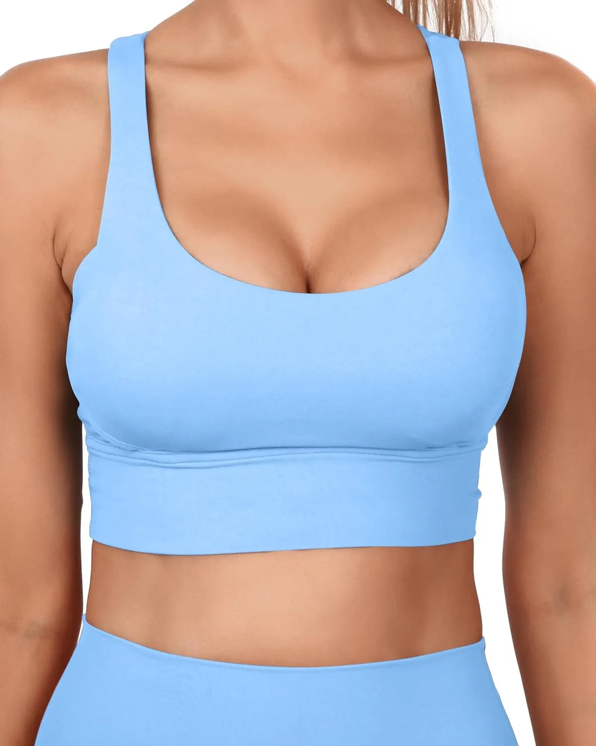 Grace Form Strappy Sports Bra for Women Padded Push Up Sport Bra Athletic Running Workout Bra Yoga Bra