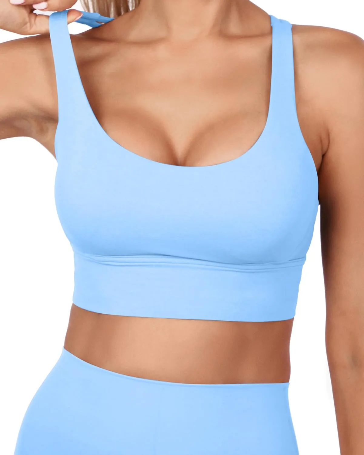Grace Form Strappy Sports Bra for Women Padded Push Up Sport Bra Athletic Running Workout Bra Yoga Bra