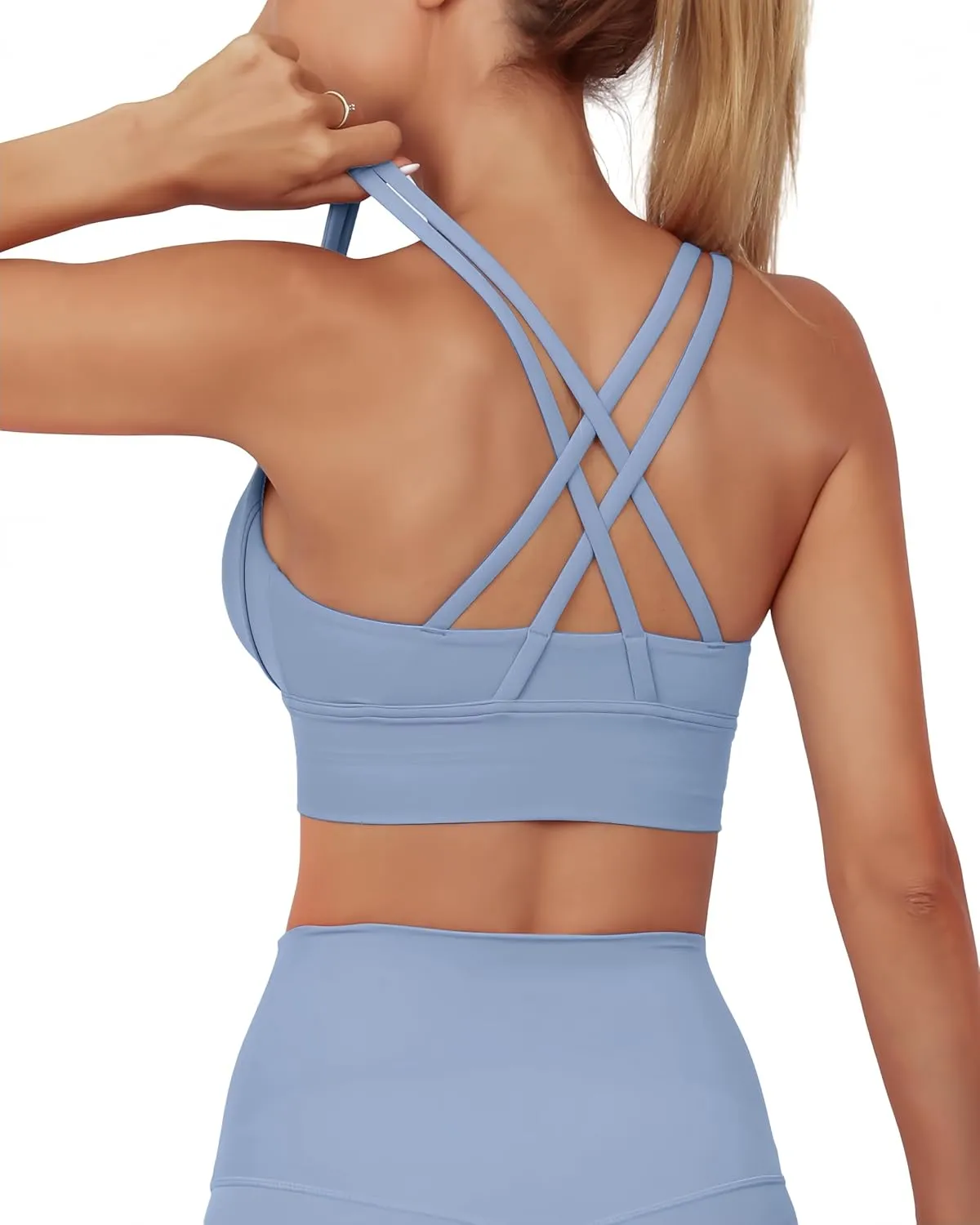 Grace Form Strappy Sports Bra for Women Padded Push Up Sport Bra Athletic Running Workout Bra Yoga Bra