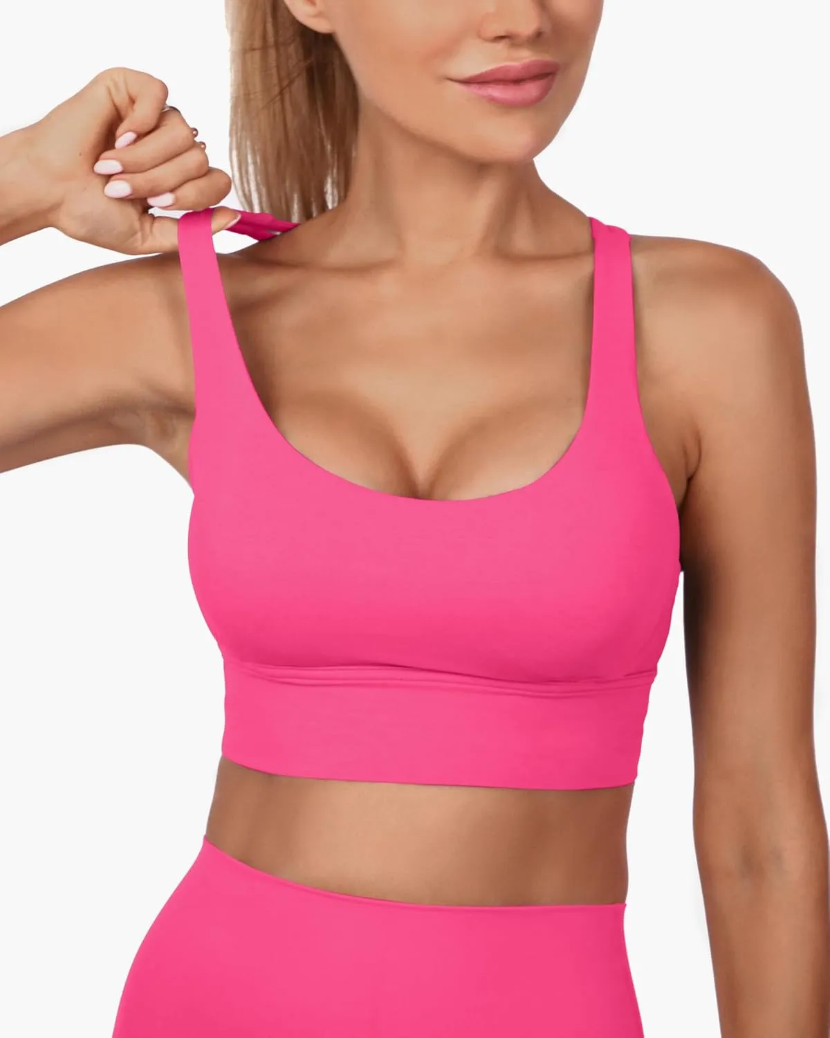 Grace Form Strappy Sports Bra for Women Padded Push Up Sport Bra Athletic Running Workout Bra Yoga Bra