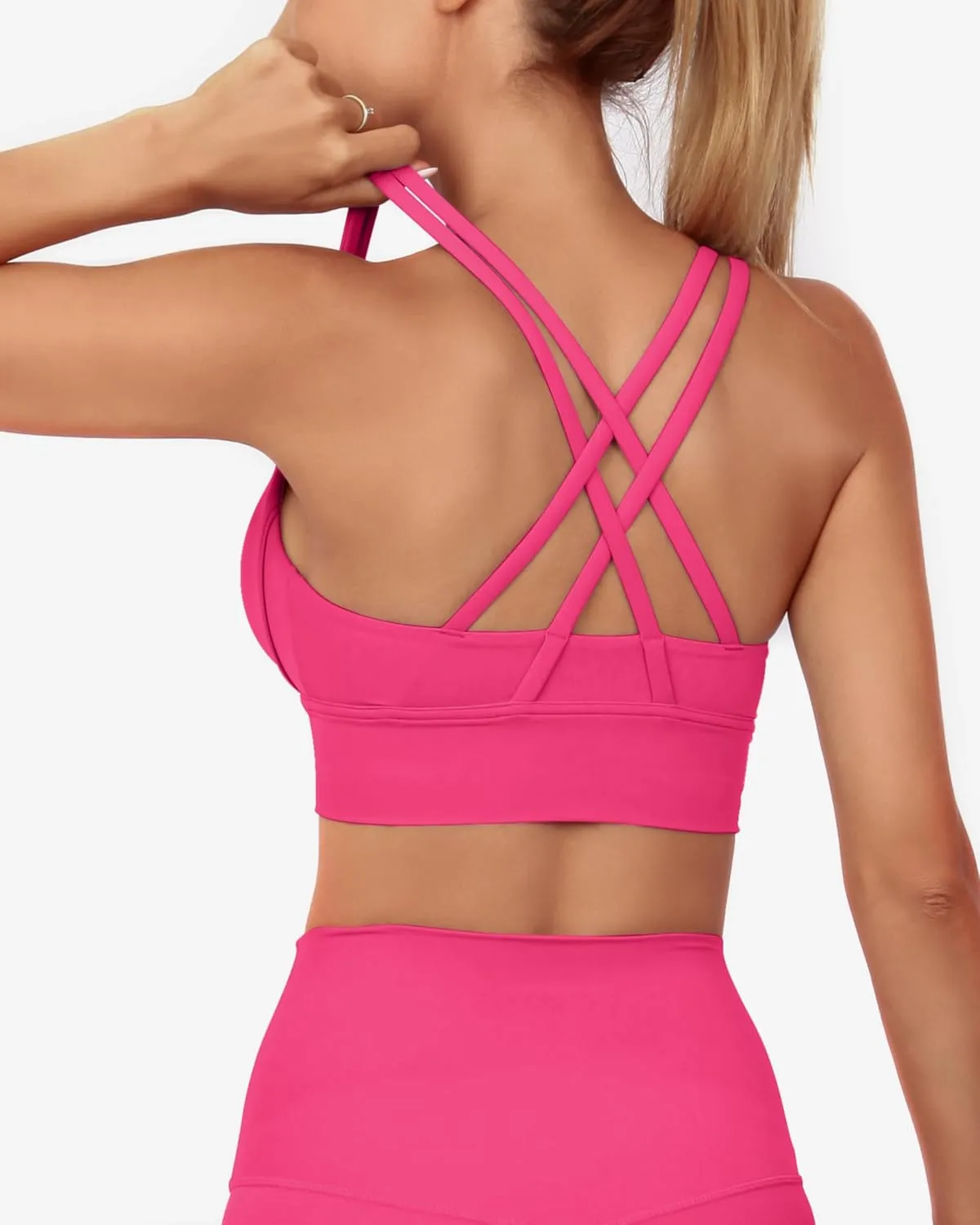 Grace Form Strappy Sports Bra for Women Padded Push Up Sport Bra Athletic Running Workout Bra Yoga Bra