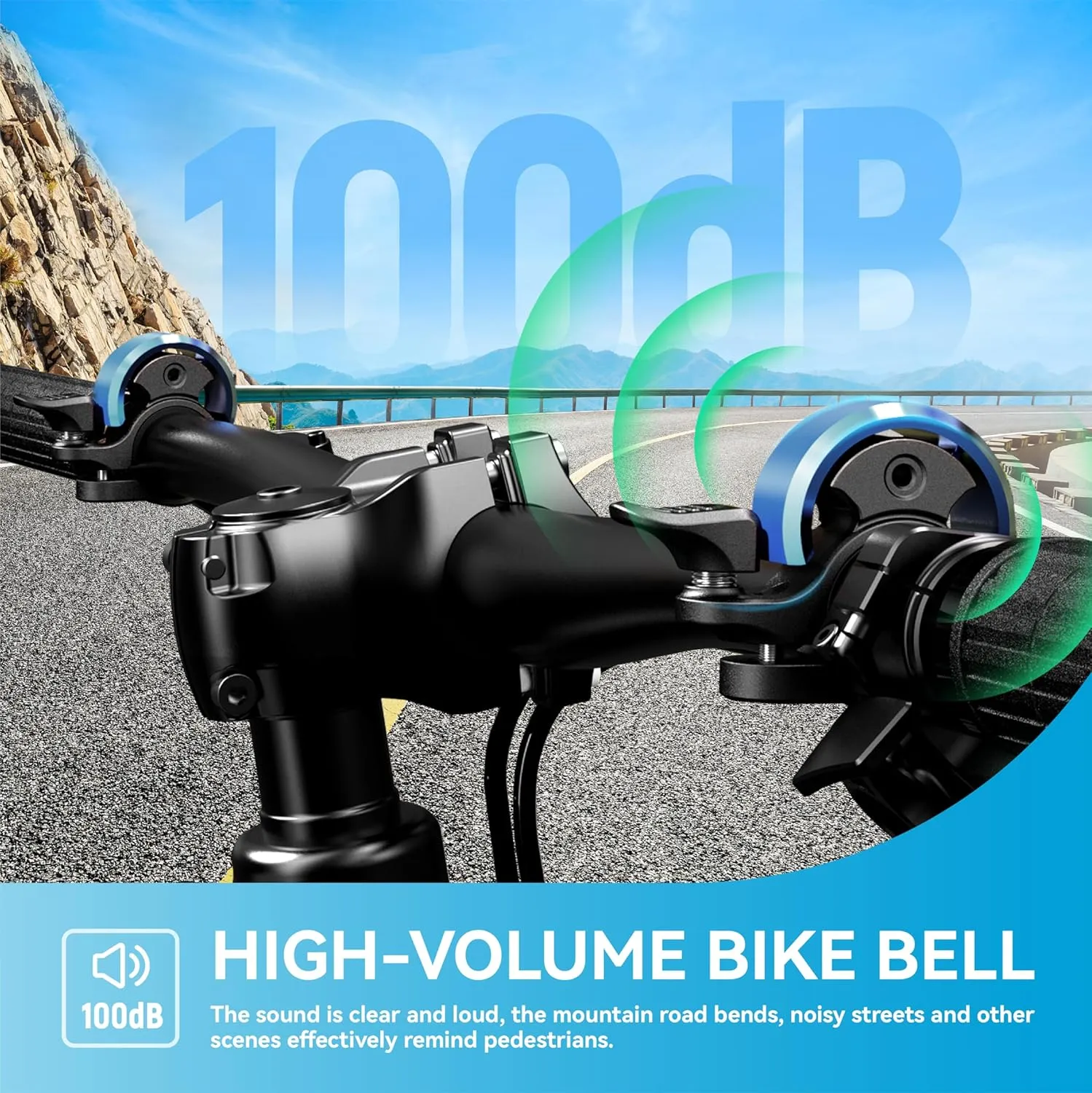 Greallthy Bike Bell, Aluminum Alloy Bicycle Belll with Clear& Loud Sound, Bike Bells for Adults Kids, Sturdy and Compact Bell for 19-25.4mm Bicycle Handlebars.