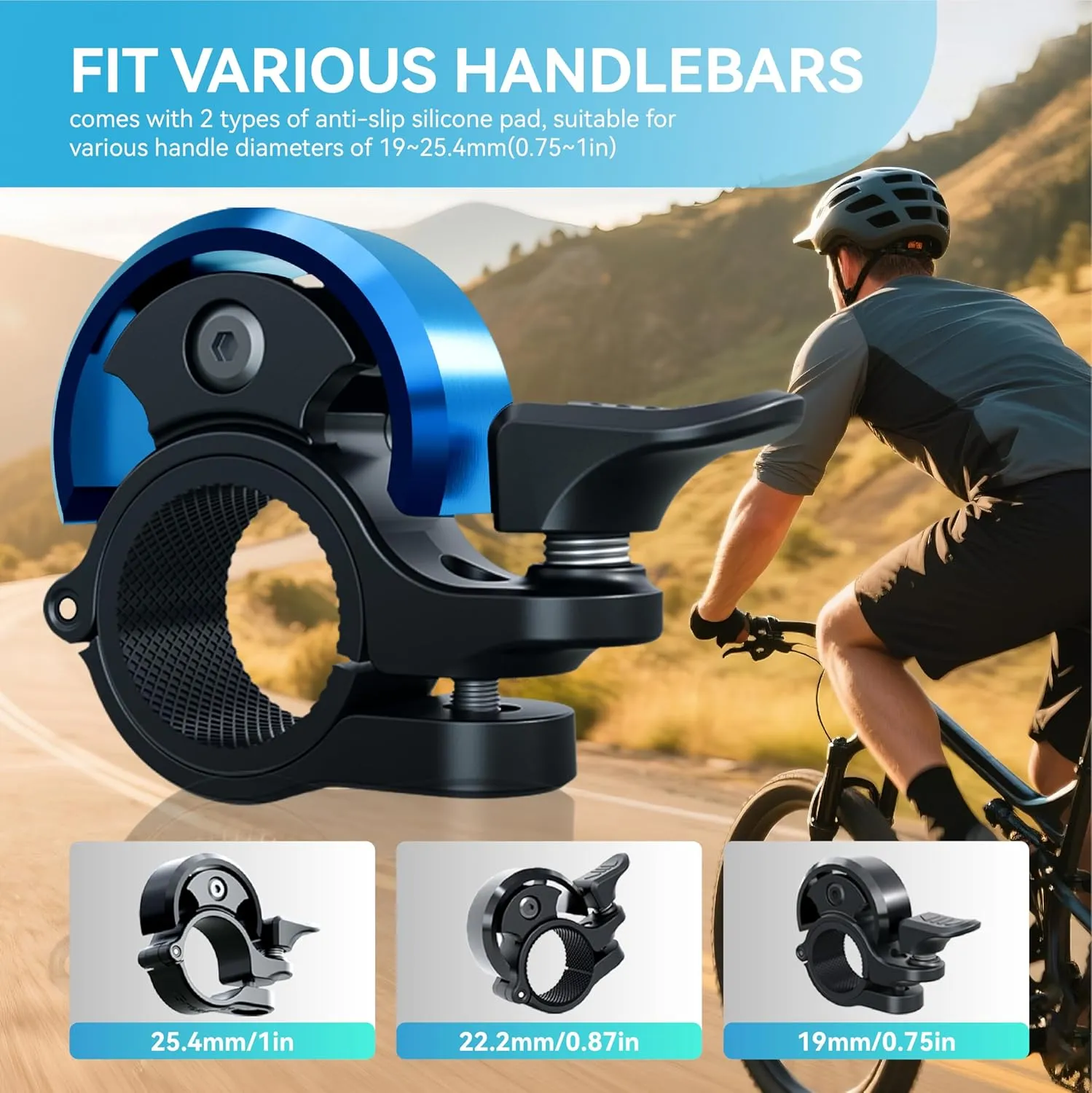 Greallthy Bike Bell, Aluminum Alloy Bicycle Belll with Clear& Loud Sound, Bike Bells for Adults Kids, Sturdy and Compact Bell for 19-25.4mm Bicycle Handlebars.