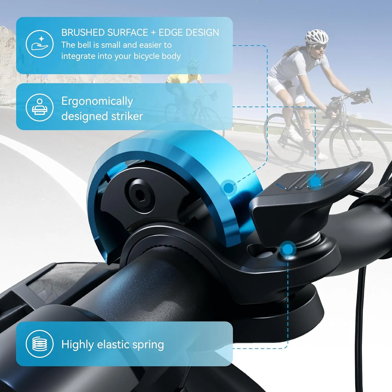 Greallthy Bike Bell, Aluminum Alloy Bicycle Belll with Clear& Loud Sound, Bike Bells for Adults Kids, Sturdy and Compact Bell for 19-25.4mm Bicycle Handlebars.