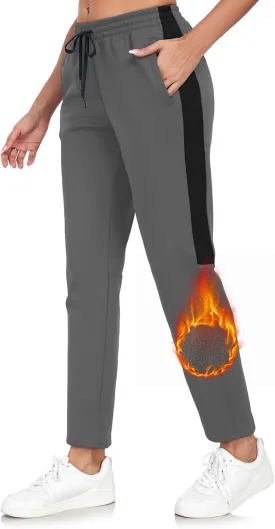 HISKYWIN Womens Fleece Lined Sweatpants Casual Winter Warm Wide Straight Leg Pants Thermal Hiking Cold Weather Jogger