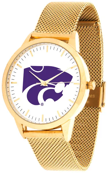 Kansas State Statement Mesh Band Unisex Watch - Gold