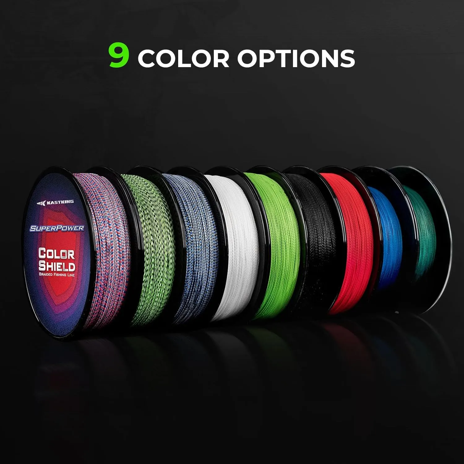 KastKing Superpower ColorShield Braided Fishing Line - Colorfast Braided Line, 100% Solution Dyed UHMWPE Fiber, Smooth & Strong Superline, Near Zero Stretch, Sensitive, High Abrasion Resistance