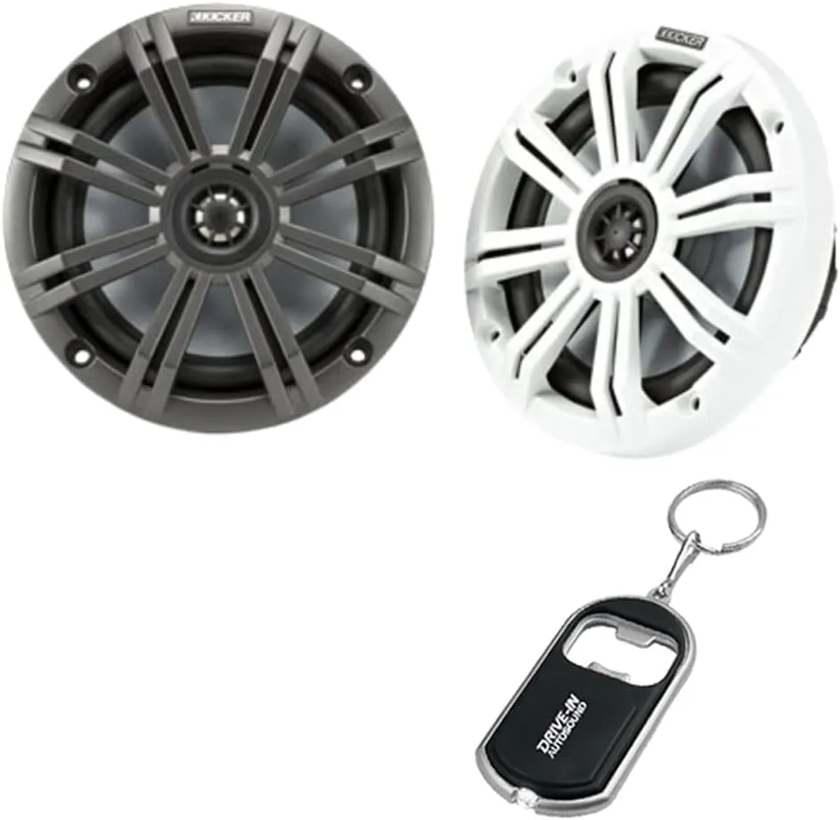 KICKER Pair of 45KM654 6.5" 2-Way Coaxial Marine Speakers with 195 Watts Peak Power