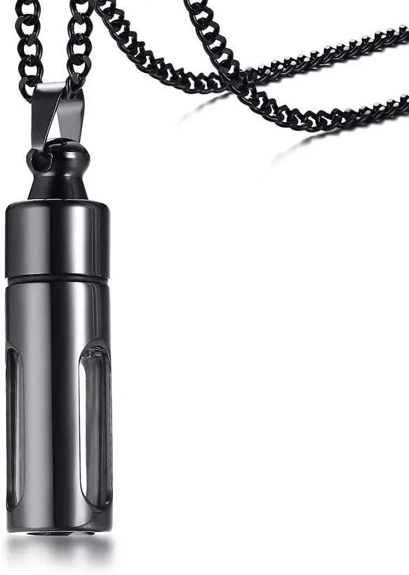 MEALGUET Stainless Steel Glass Container Tube Urn Keepsake Cremation Ashes Memorial Pendant Necklace for Men Women