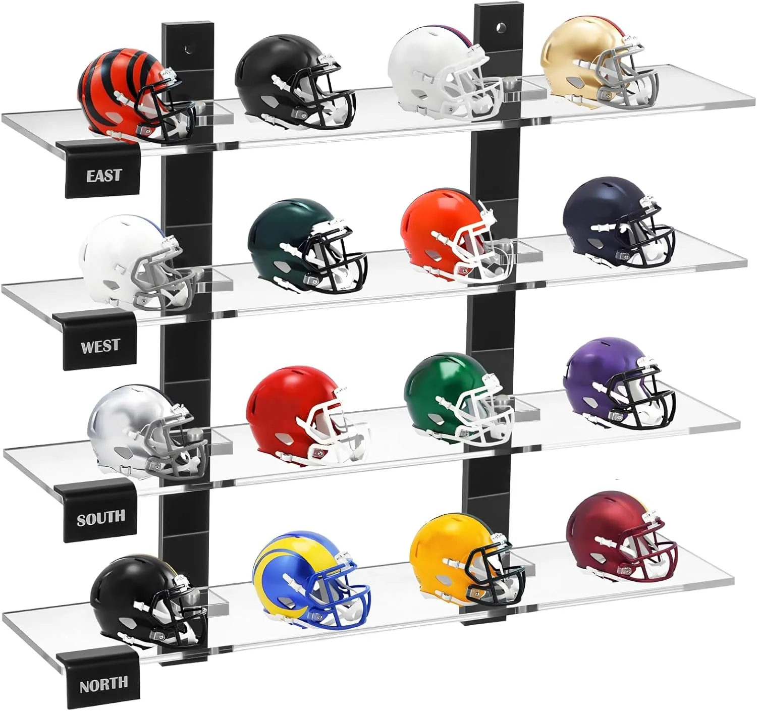 Mini Football Helmet Display Racks Wall Mount Pocket Helmet Storage Acrylic Clear Baseball Stand Display Rack Ideal Gift for Sports Enthusiast, 11.81 x 9.84 x 3.15 Inches