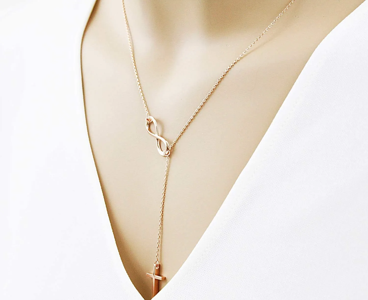 MOMOL Cross Necklace for Women 18K Gold Plated Stainless Steel Delicate Tiny Cross Pendant Necklace Christian Religious Necklace
