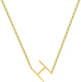 MOMOL Sideways Initial Necklace 18K Gold Plated Stainless Steel Tiny Initial Necklace Dainty Personalized Letter Necklace Delicate Small Monogram Name Necklace for Women