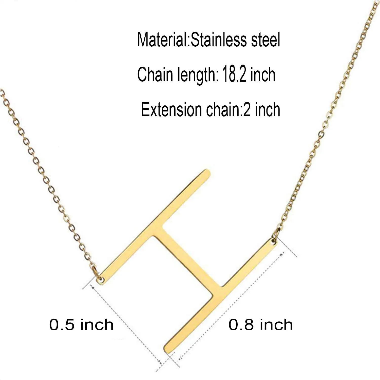 MOMOL Sideways Initial Necklace 18K Gold Plated Stainless Steel Tiny Initial Necklace Dainty Personalized Letter Necklace Delicate Small Monogram Name Necklace for Women