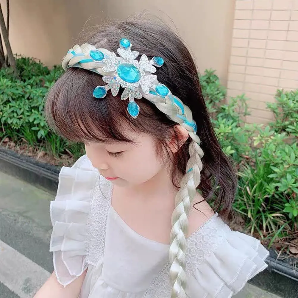Princess Elsa Wig Elsa Braid Cosplay Long Hair Wig for Girls Elsa Necklace Bag Bracelet Earrings Ring Hair Bow Hair Clips Dress up Accessories for Halloween Christmas Party Favors