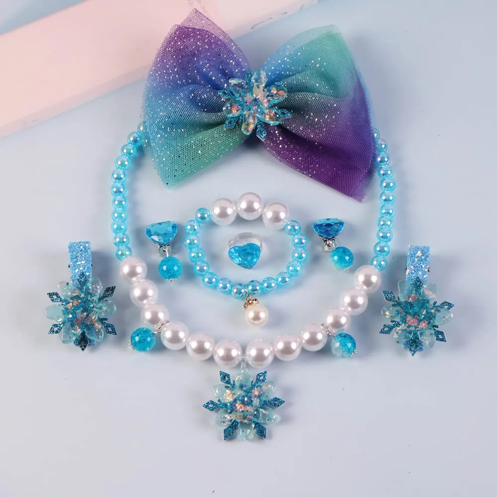 Princess Elsa Wig Elsa Braid Cosplay Long Hair Wig for Girls Elsa Necklace Bag Bracelet Earrings Ring Hair Bow Hair Clips Dress up Accessories for Halloween Christmas Party Favors
