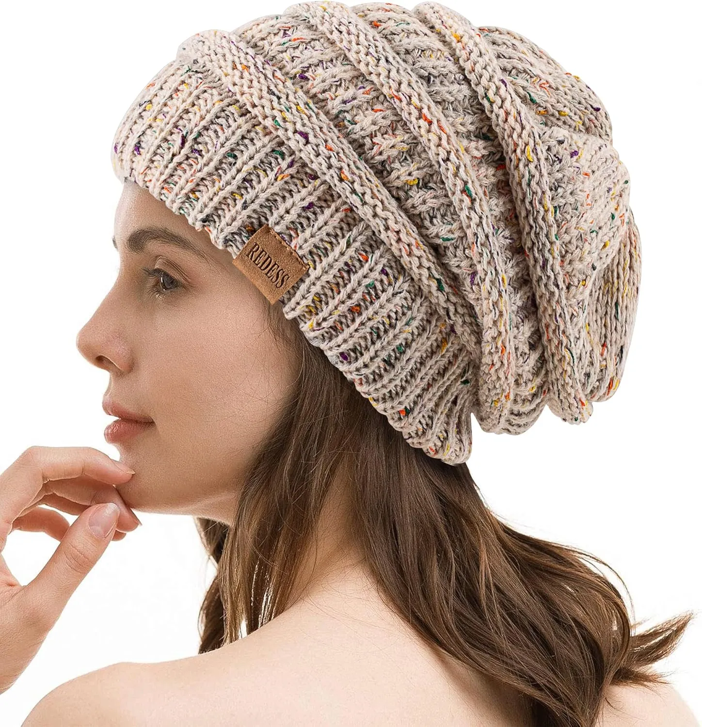 REDESS Slouchy Beanie Hat for Men and Women Winter Warm Chunky Soft Oversized Cable Knit Cap