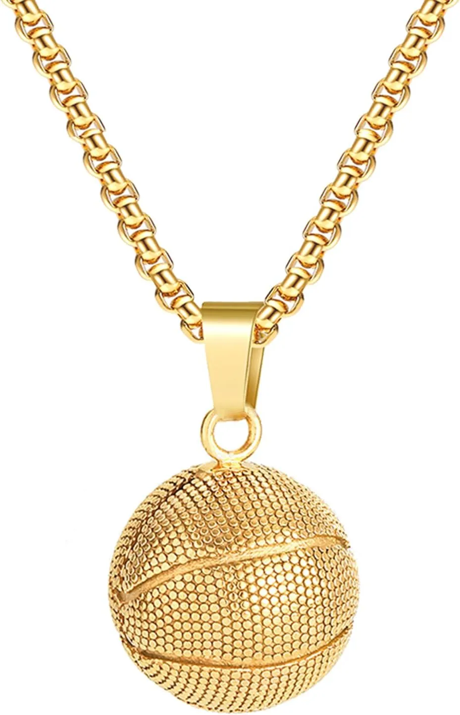 Rnivida Solid 3D Basketball Pendant Necklace Birthday Jewelry Gift for Fans Team Basketball Lover with Stainless Steel Chain 20 Inch