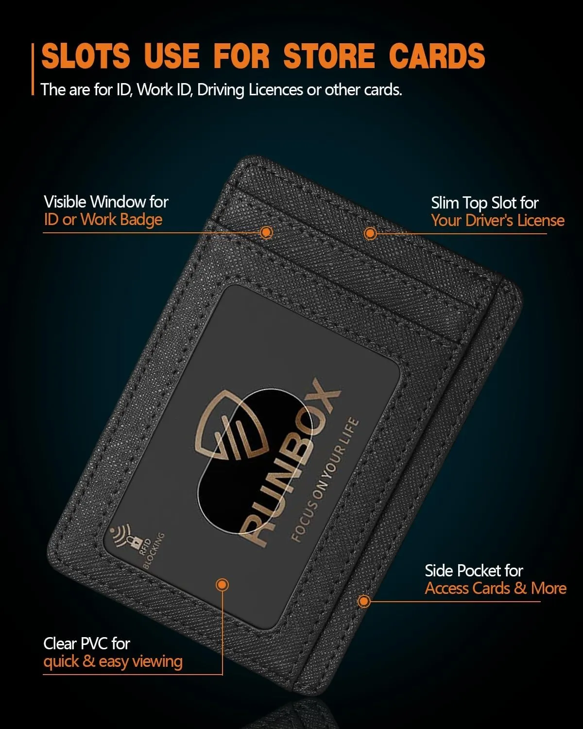 RUNBOX Slim Minimalist RFID Blocking Wallet for Men Women Front Pocket Leather Gift Box