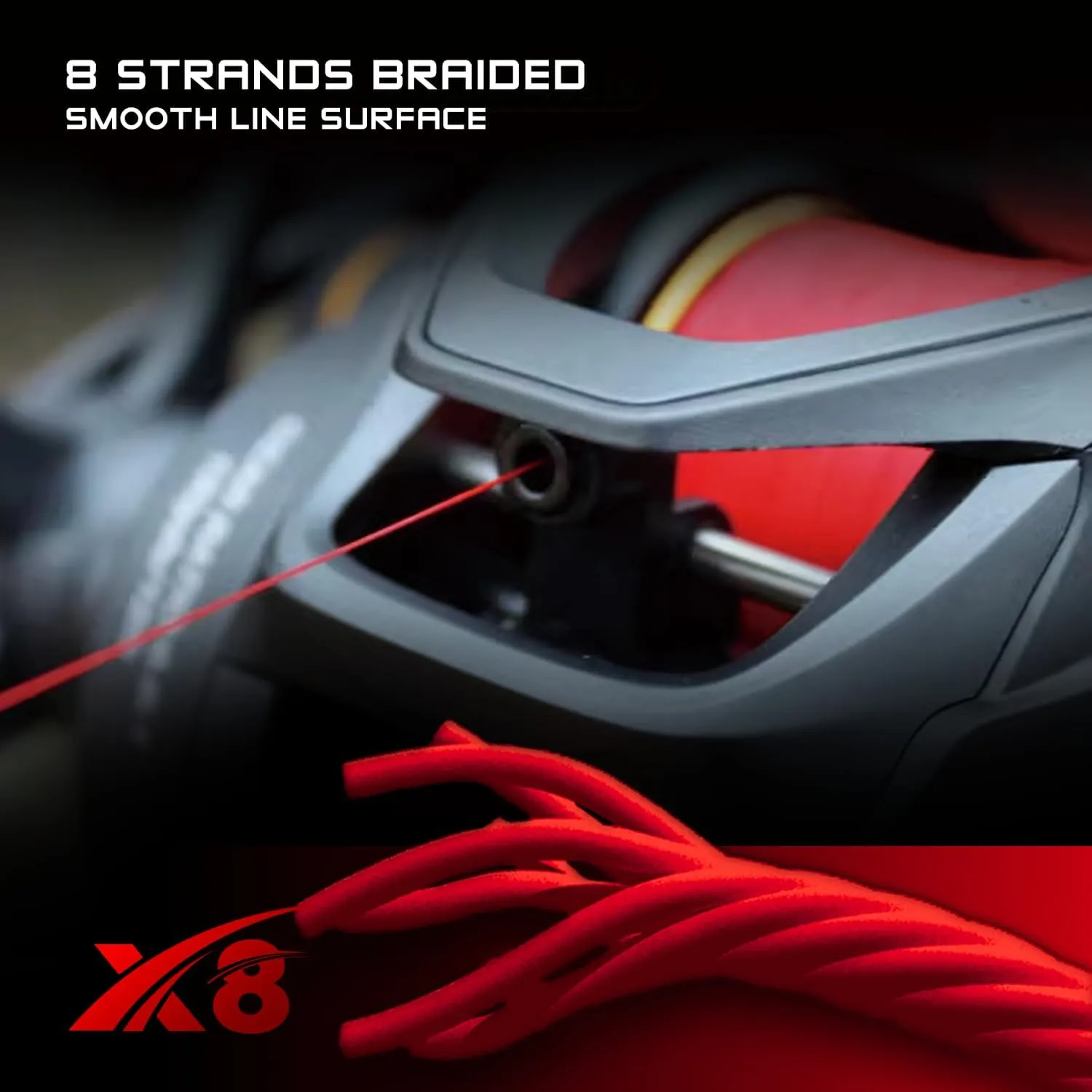 SEASIR X8 Braided Fishing Line, 8 Strands Fishing Line 10LB 20LB 30LB 50LB Heavy Duty, Abrasion Resistant, Zero Stretch, PE Fiber Braid Fishing Wire for Freshwater Saltwater - Red