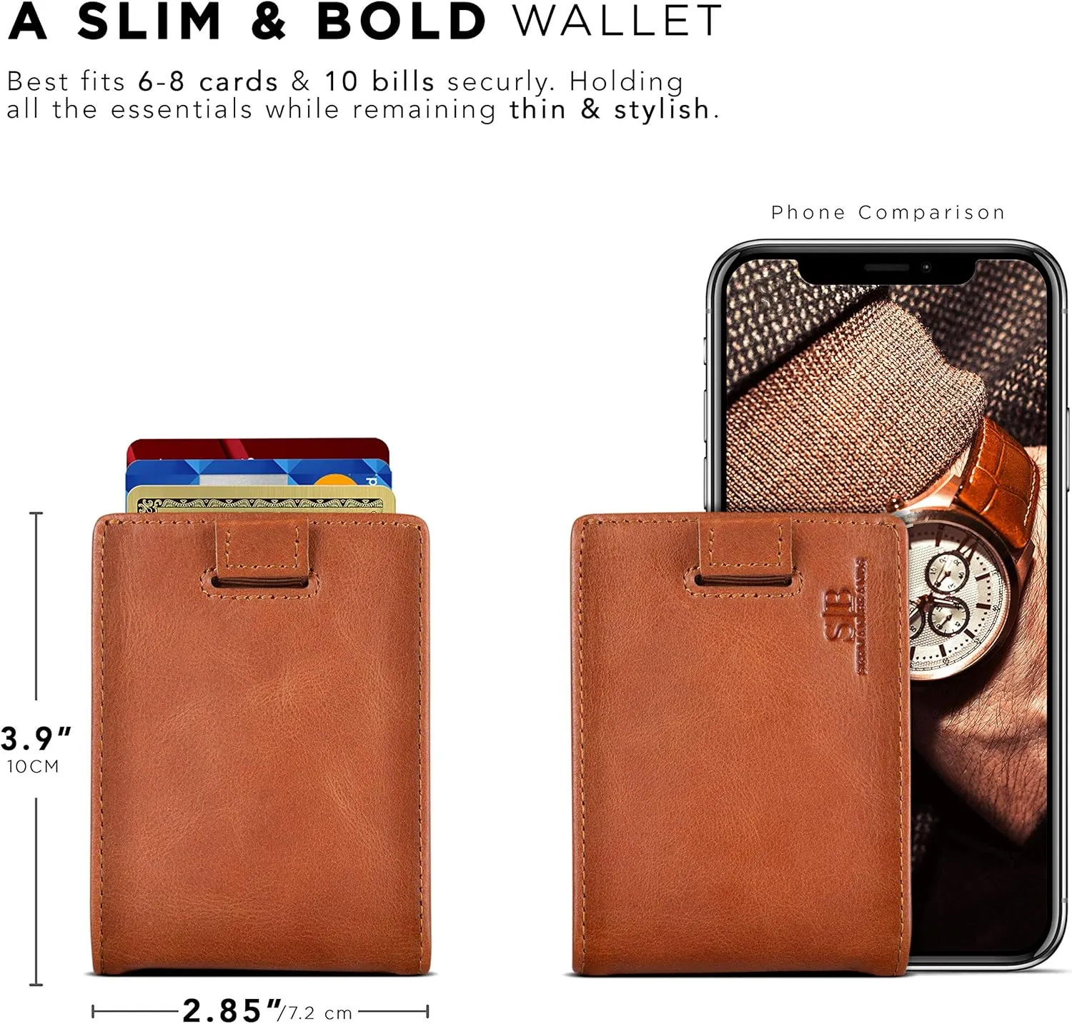 SERMAN BRANDS RFID Blocking Slim Money Clip Wallet  Leather Bifold Front Pocket Minimalist Mens Wallet with Money Clip for Men, Small Credit Card Holder Wallet - Travel Wallet with Gift Box
