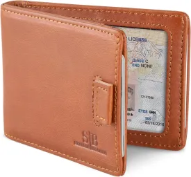 SERMAN BRANDS RFID Blocking Slim Money Clip Wallet  Leather Bifold Front Pocket Minimalist Mens Wallet with Money Clip for Men, Small Credit Card Holder Wallet - Travel Wallet with Gift Box