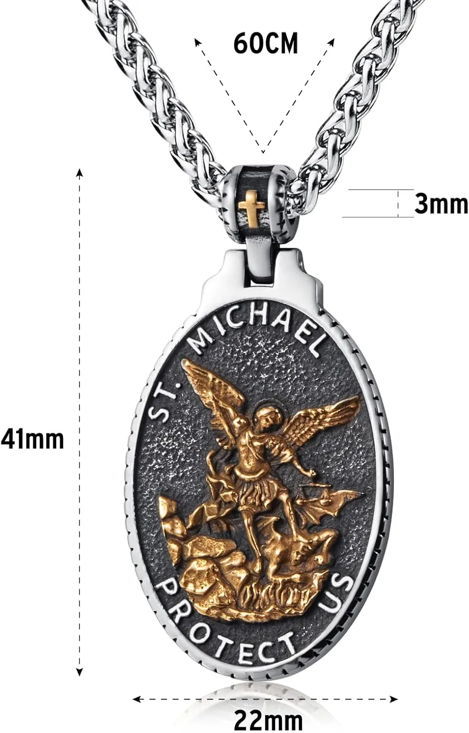 St Christopher/George/Michael/Jusus/Mary Necklace for Men Stainless Steel Patron Saints Medallion Jewelry