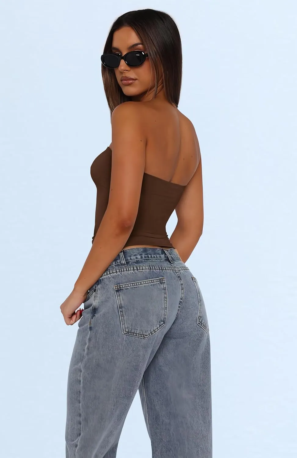 WIHOLL 3 Pack Tube Tops for Women Slim Fit Crop Tops Going Out Strapless Tank Tops Bandeau Summer Outfits 2025 Y2K Clothes