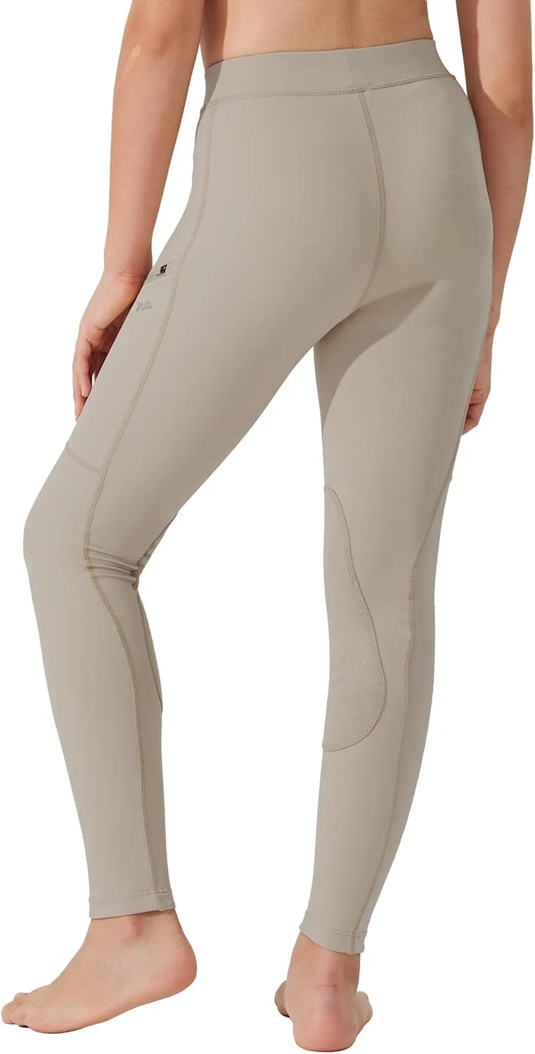 Willit Girls Horse Riding Pants Tights Kids Equestrian Breeches Knee-Patch Youth Schooling Tights Zipper Pockets
