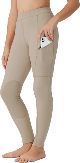 Willit Girls Horse Riding Pants Tights Kids Equestrian Breeches Knee-Patch Youth Schooling Tights Zipper Pockets