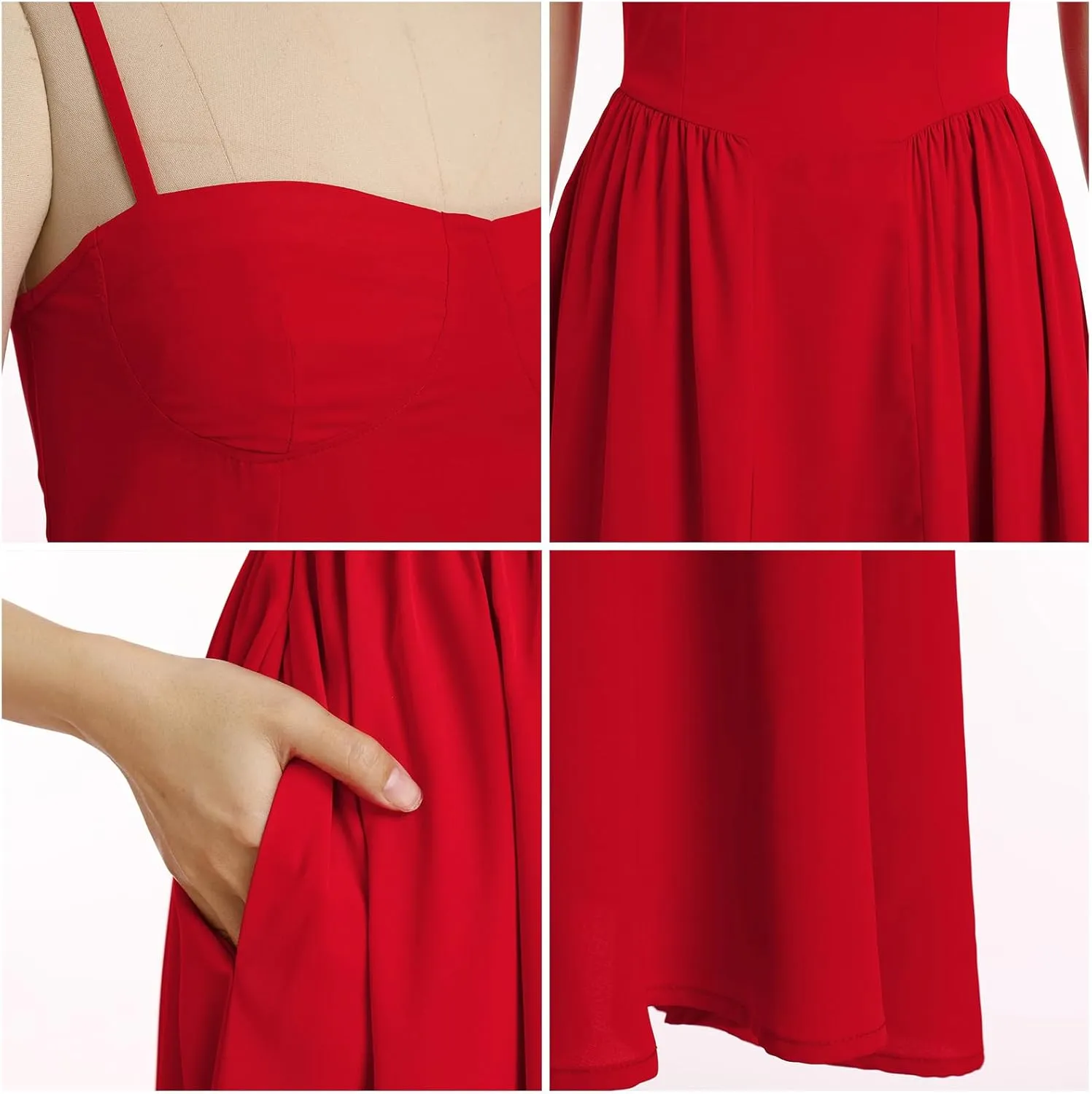 Women Floral Corset Dress Boho Spaghetti Strap Lace Up Casual Midi Dresses with Pockets Low Cut Flowy Bustier Sundress