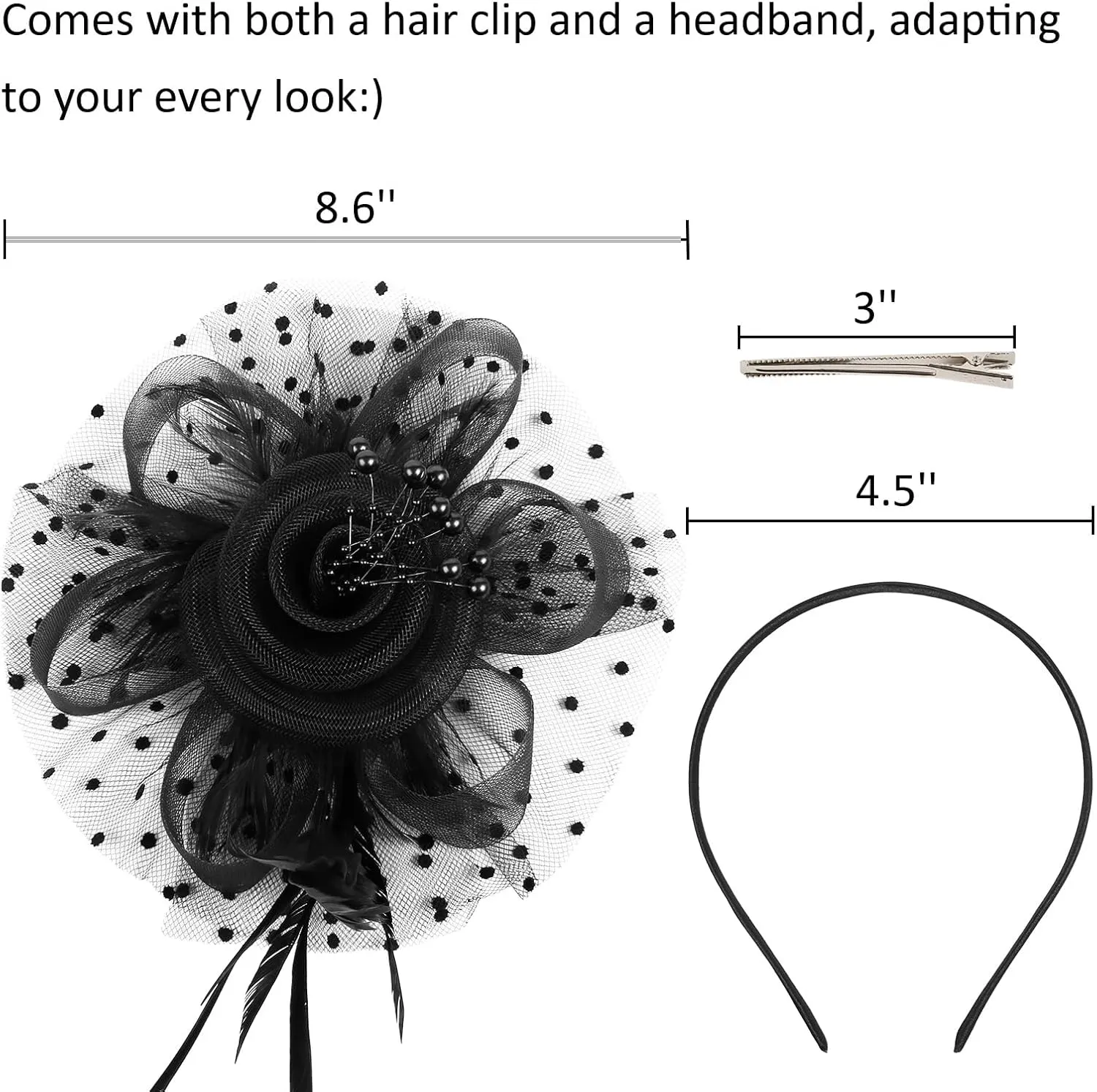 WOVOWOVO Women's Fascinators Hats Fascinators for Women Tea Party Cocktail Wedding Headwear Headband for Women Girls