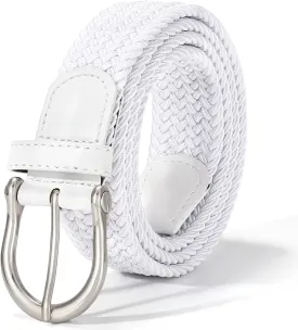 XZQTIVE Braided Belt for Women Men Stretch Woven Belt Plus Size Elastic Belt with Silver Gold Buckle for Jeans Pants