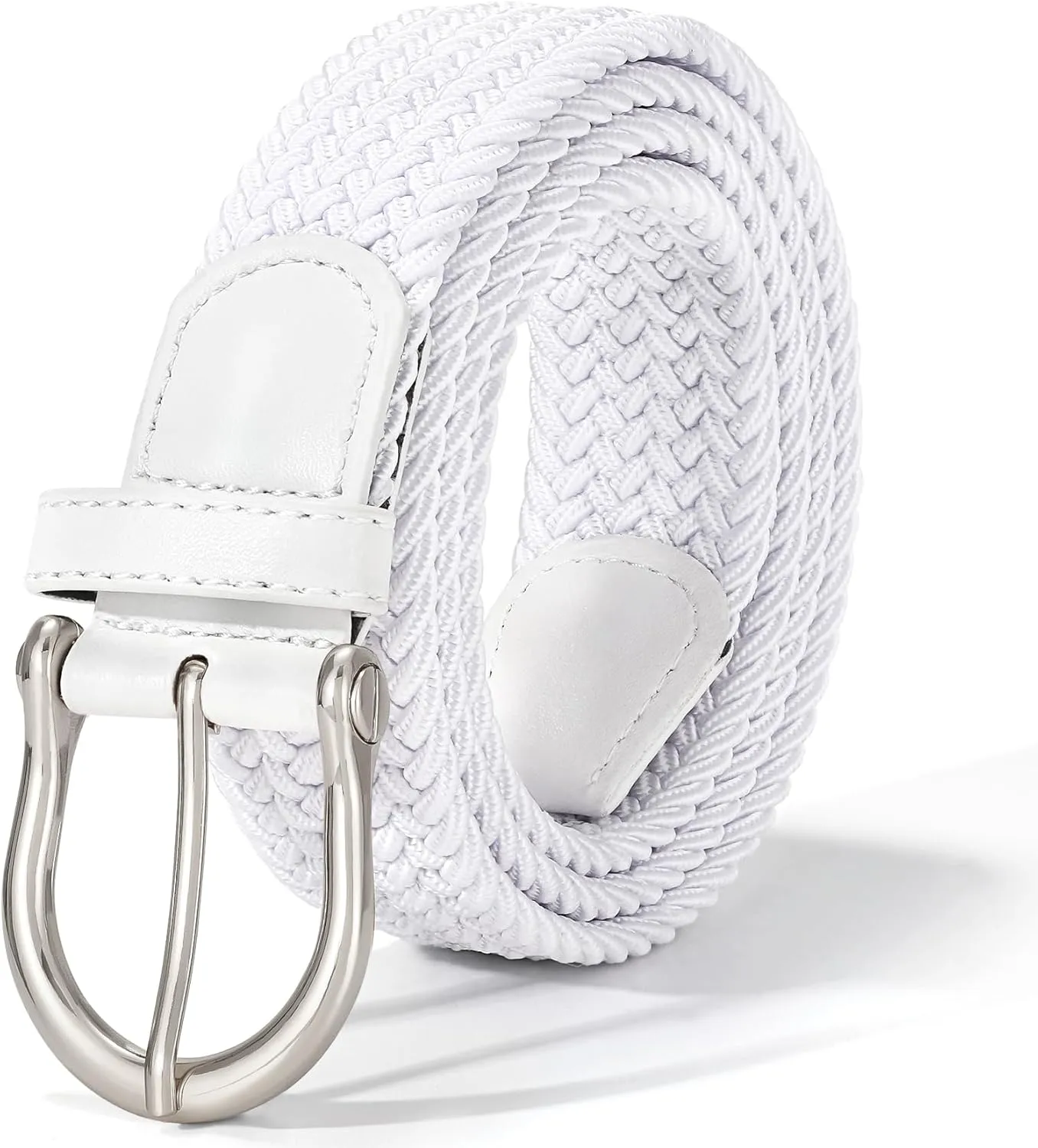 XZQTIVE Braided Belt for Women Men Stretch Woven Belt Plus Size Elastic Belt with Silver Gold Buckle for Jeans Pants