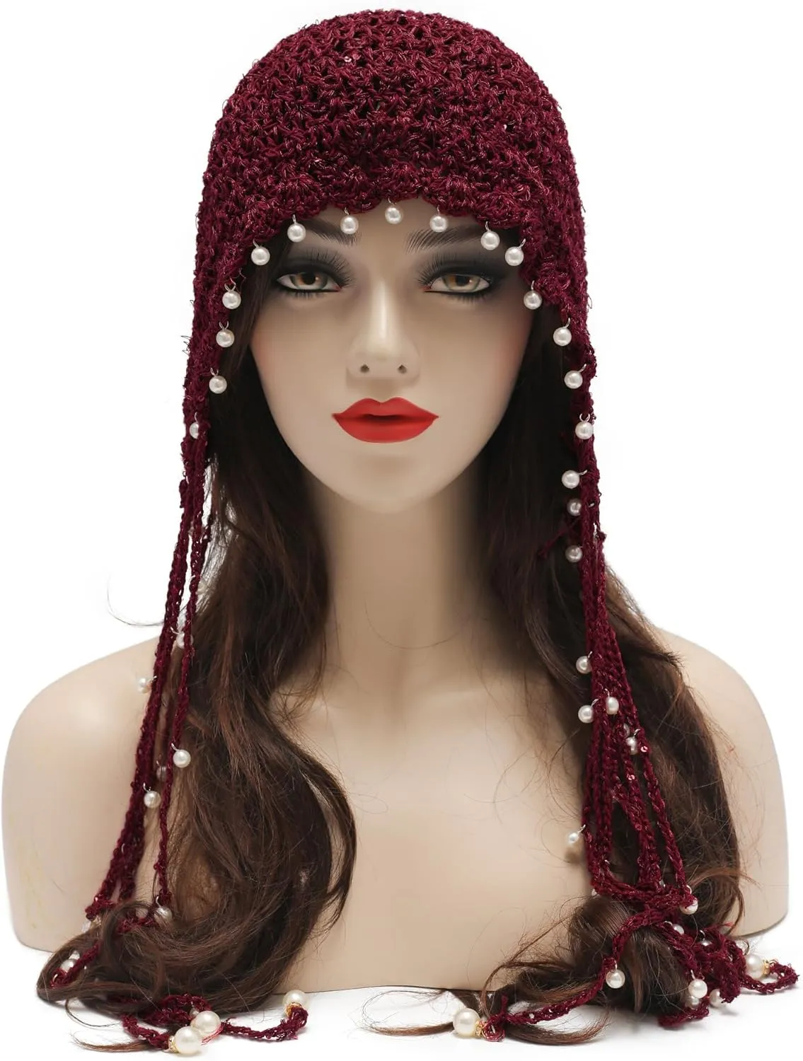 ZLYC Women Cotton Crochet Slouchy Beanie Hat with Tassel Handmade Knit Skull Cap