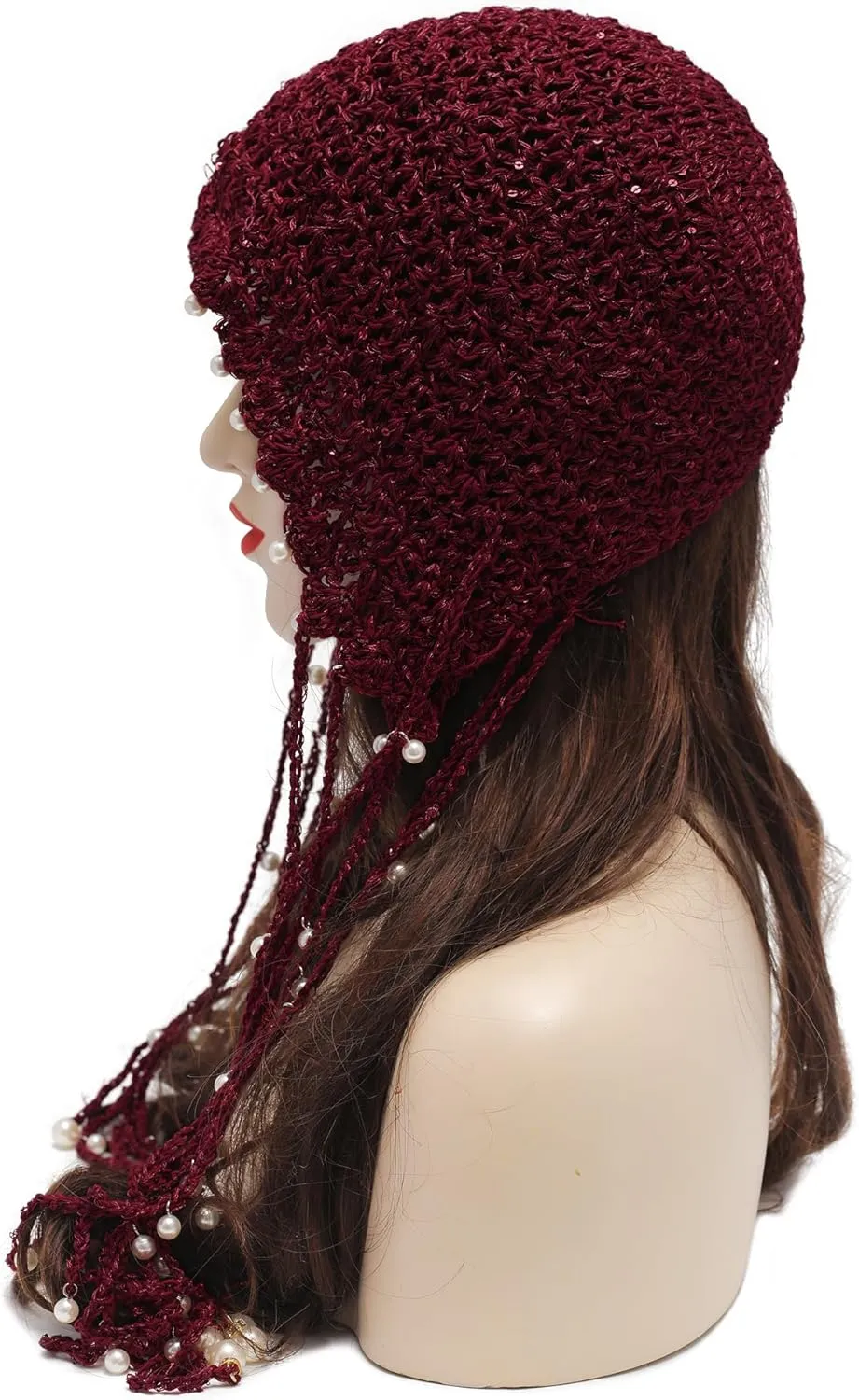 ZLYC Women Cotton Crochet Slouchy Beanie Hat with Tassel Handmade Knit Skull Cap